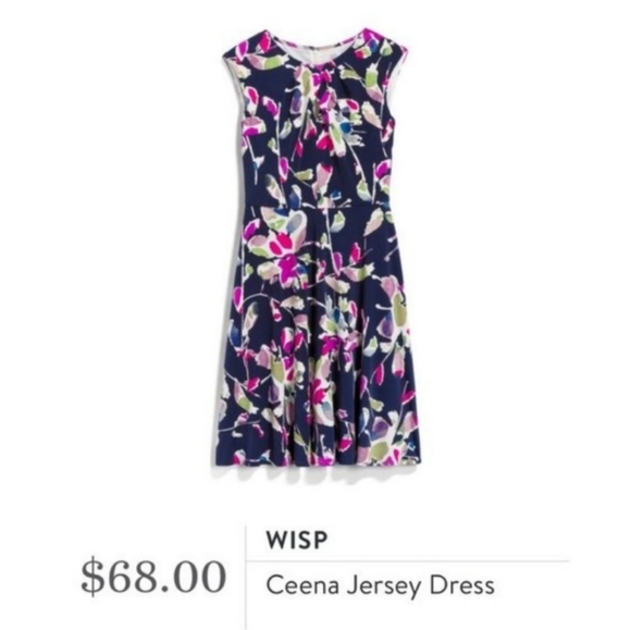 Stitch Fix WISP Floral 'Ceena' Jersey Dress Navy Multicolor Size 14 - Picture 2 of 10